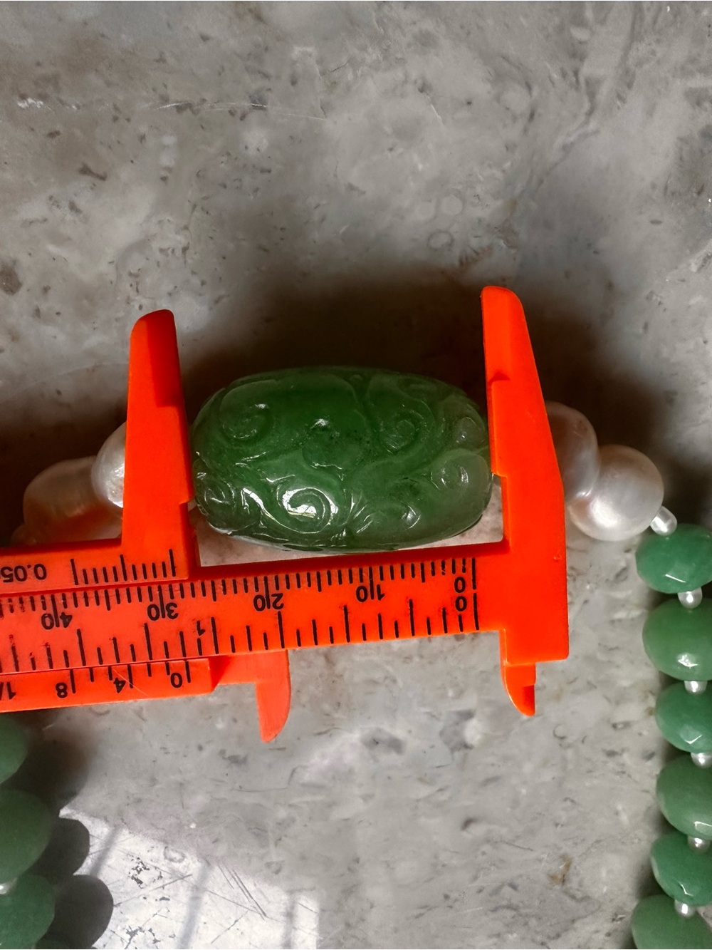Green Jade Carved Jade Fasted Jade Beaded Necklace with genuine Pearl Artisan - Picture 9 of 13